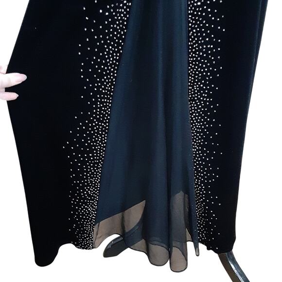 Vintage Y2K Velour Evening Gown Bodycon Beaded Floor Length Cutout Dress Sexy - Picture 8 of 12